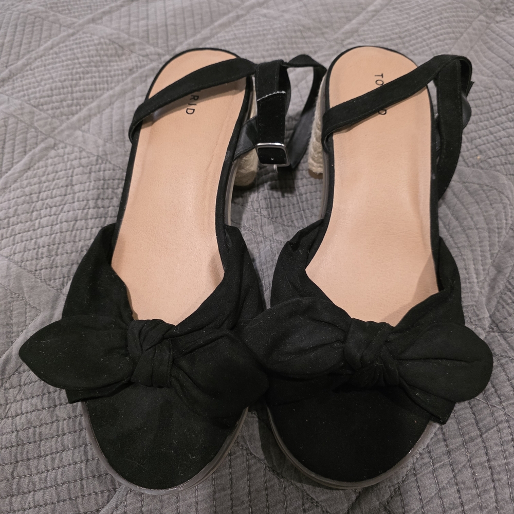 Torrid Black Espadrille Sandals with Bow